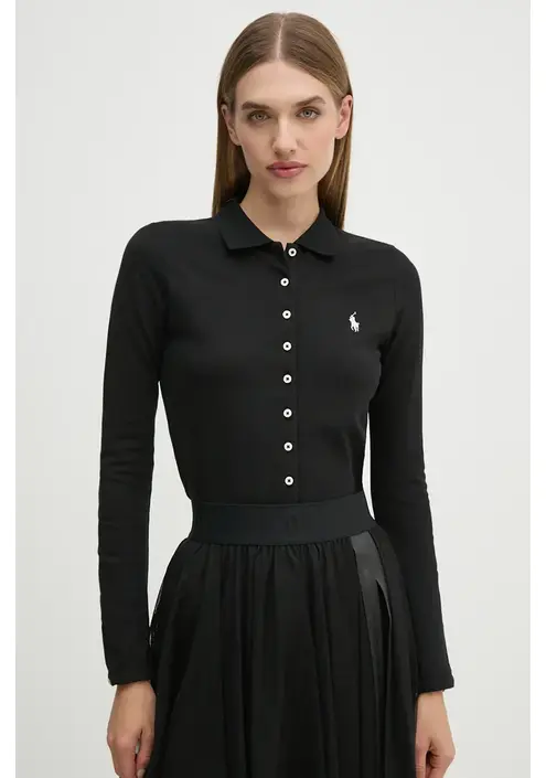 Πουκάμισο Polo Ralph Lauren χρώμα: μαύρο, 211941176