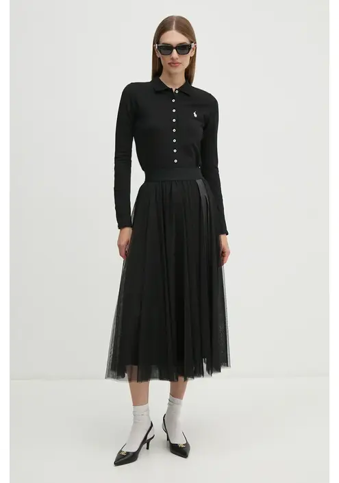 Πουκάμισο Polo Ralph Lauren χρώμα: μαύρο, 211941176