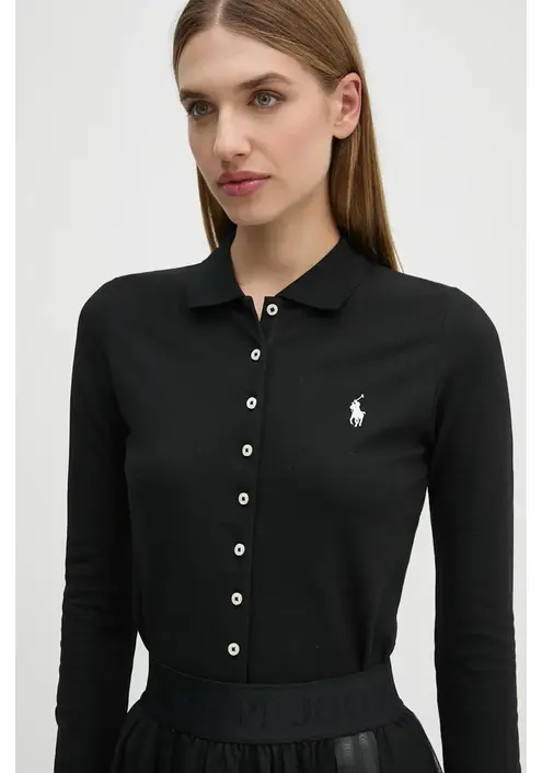Πουκάμισο Polo Ralph Lauren χρώμα: μαύρο, 211941176