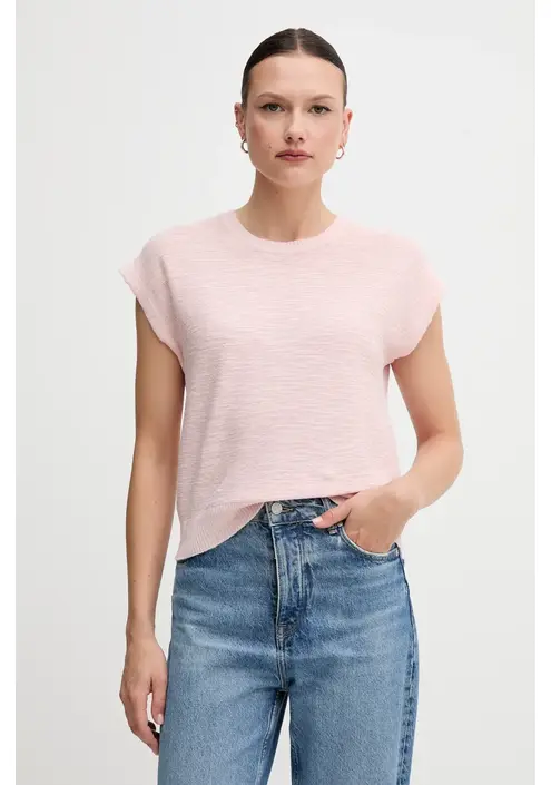 Γιλέκο με λινό μείγμα United Colors of Benetton χρώμα: πράσινο