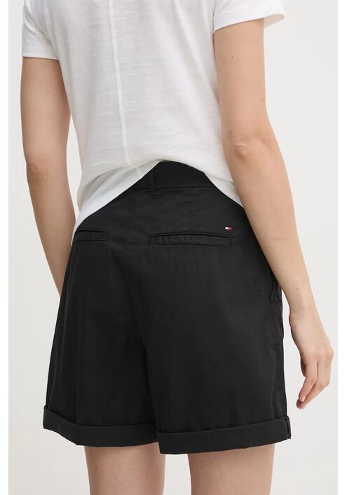 Σορτς Tommy Hilfiger χρώμα: μαύρο, γυναικείο, high waist WW0WW42457