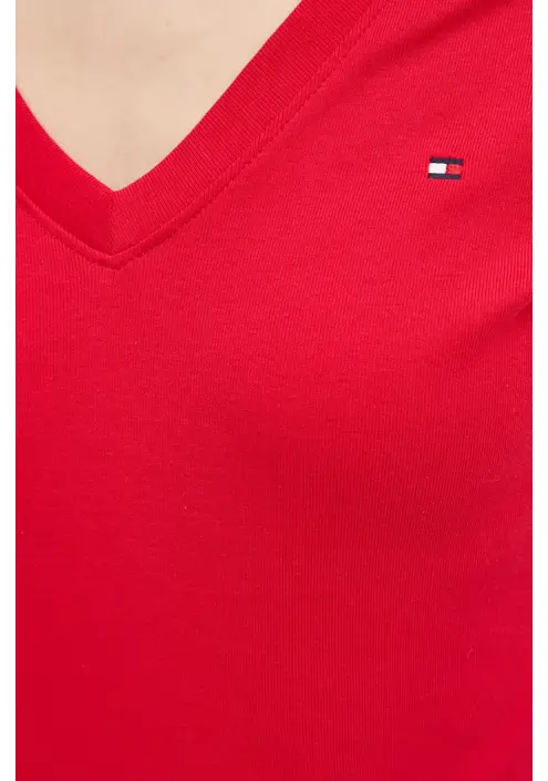 Βαμβακερό μπλουζάκι Tommy Hilfiger γυναικείο, χρώμα: κόκκινο, WW0WW40584
