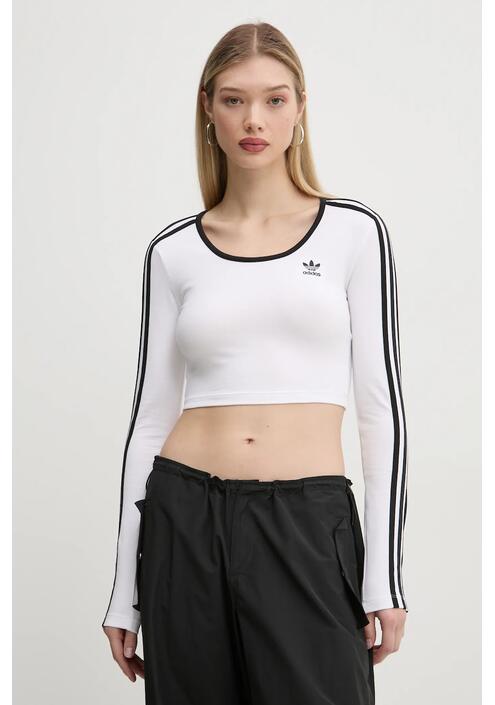 Μακρυμάνικο adidas Originals 3S LS CROP χρώμα: άσπρο, JD4625