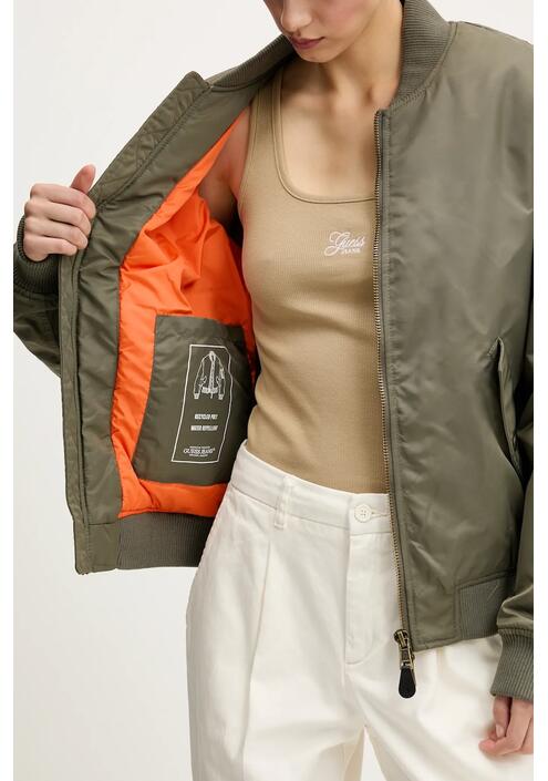Μπουφάν bomber Guess Jeans χρώμα: καφέ, W5RL81 WHAA2