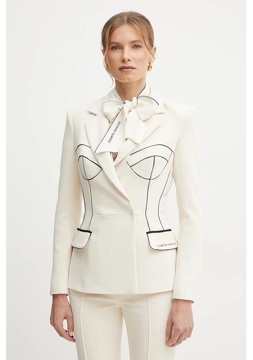 Σακάκι Elisabetta Franchi χρώμα: μπεζ, GI12951E2