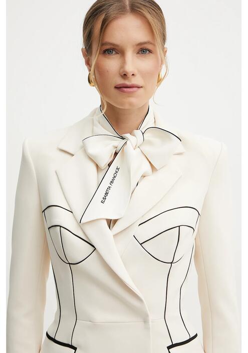 Σακάκι Elisabetta Franchi χρώμα: μπεζ, GI12951E2