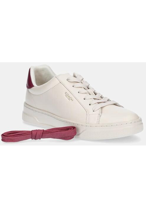 Δερμάτινα αθλητικά παπούτσια Coach High Line χρώμα: μπεζ, CW971
