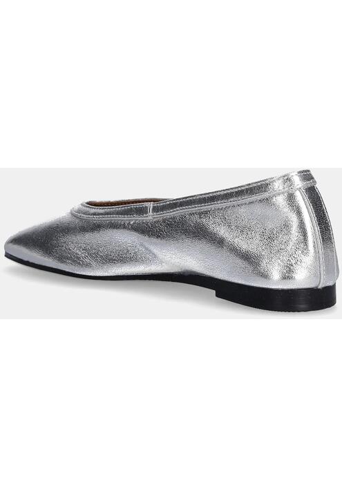 Δερμάτινες μπαλαρίνες Tommy Hilfiger SOFT METAL LTHR BALLERINA NO BOW χρώμα: ασημί, FW0FW08601