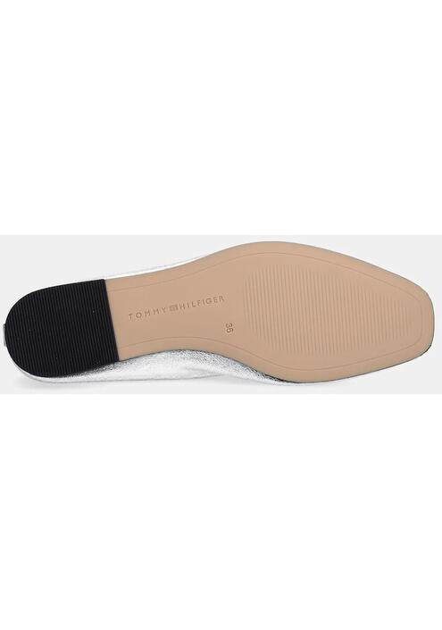 Δερμάτινες μπαλαρίνες Tommy Hilfiger SOFT METAL LTHR BALLERINA NO BOW χρώμα: ασημί, FW0FW08601