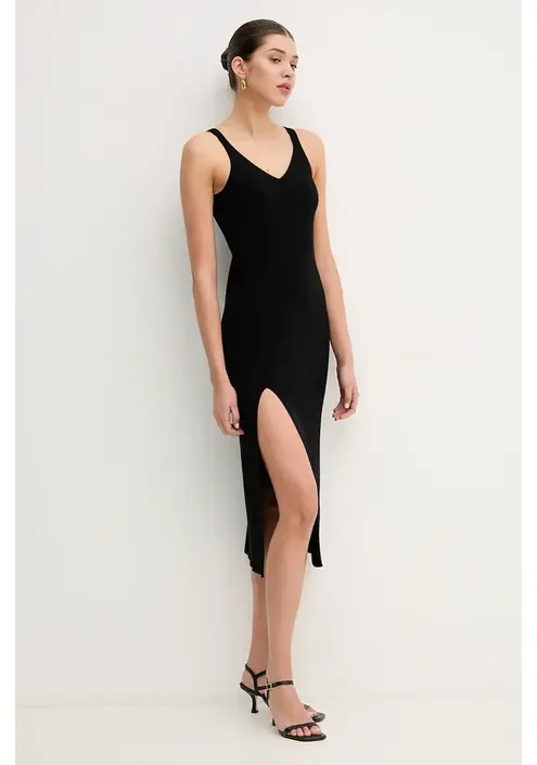 Φόρεμα Lacoste χρώμα: μαύρο, EF9270