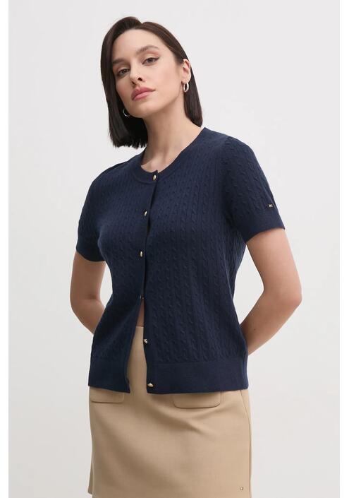 Μάλλινη ζακέτα Tommy Hilfiger χρώμα: ναυτικό μπλε, WW0WW43958