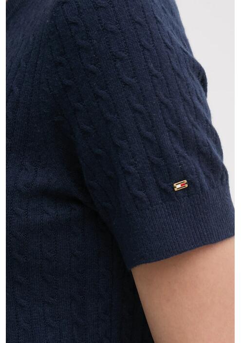 Μάλλινη ζακέτα Tommy Hilfiger χρώμα: ναυτικό μπλε, WW0WW43958
