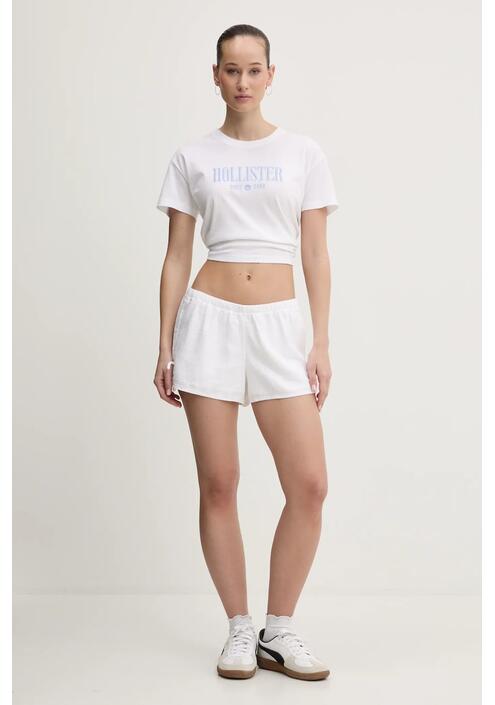 Σορτς από λινό Hollister Co. χρώμα: άσπρο, KI349-5077