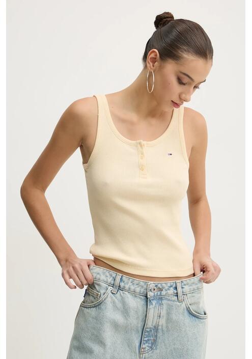 Top Tommy Jeans χρώμα: κίτρινο, DW0DW19492