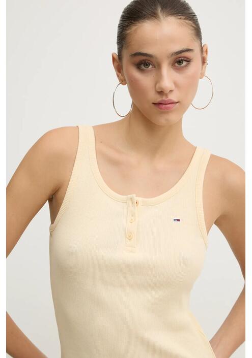 Top Tommy Jeans χρώμα: κίτρινο, DW0DW19492