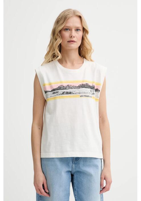 Βαμβακερό τοπ Levi's GR BOXY TANK χρώμα: γκρι, 001MW