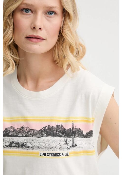 Βαμβακερό τοπ Levi's GR BOXY TANK χρώμα: γκρι, 001MW
