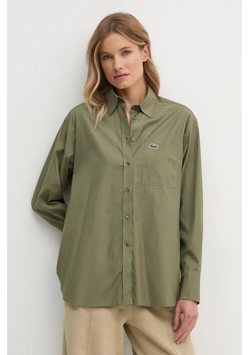 Βαμβακερό πουκάμισο Lacoste χρώμα: πράσινο