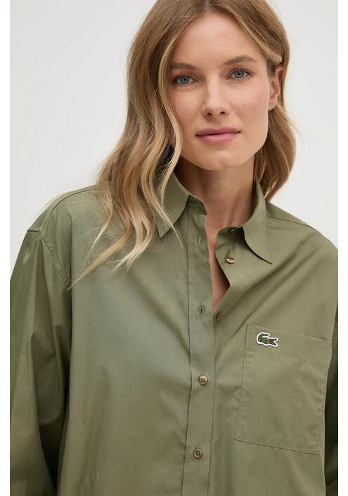 Βαμβακερό πουκάμισο Lacoste χρώμα: πράσινο