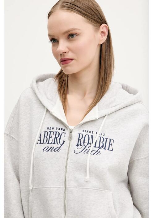 Μπλούζα Abercrombie & Fitch χρώμα: γκρι, με κουκούλα, KI185-5011