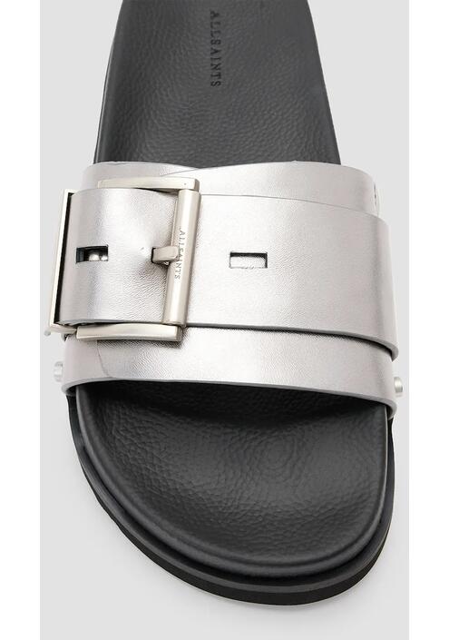 Παντόφλες AllSaints Ellie Stud Slider χρώμα: ασημί, W039FC