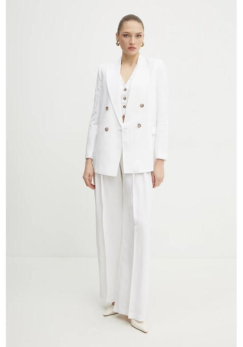 Blazer με μείγμα λινών Ermanno Scervino χρώμα: άσπρο, 56TI021ES1