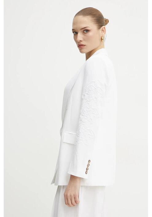 Blazer με μείγμα λινών Ermanno Scervino χρώμα: άσπρο, 56TI021ES1