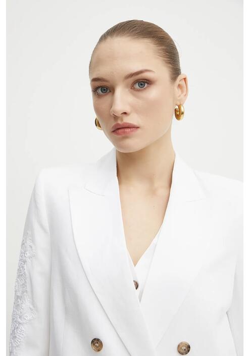 Blazer με μείγμα λινών Ermanno Scervino χρώμα: άσπρο, 56TI021ES1