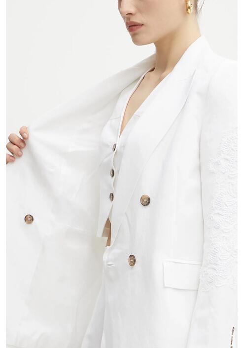 Blazer με μείγμα λινών Ermanno Scervino χρώμα: άσπρο, 56TI021ES1
