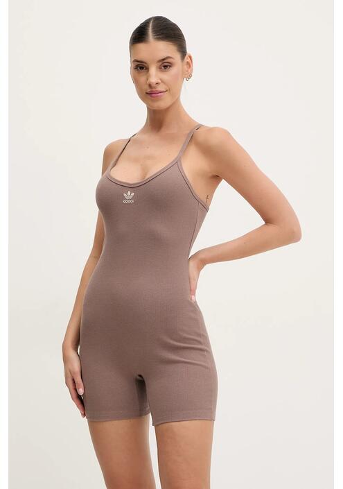 Ολόσωμη φόρμα adidas Originals Essentials RIB Onesie χρώμα: καφέ, JD1463