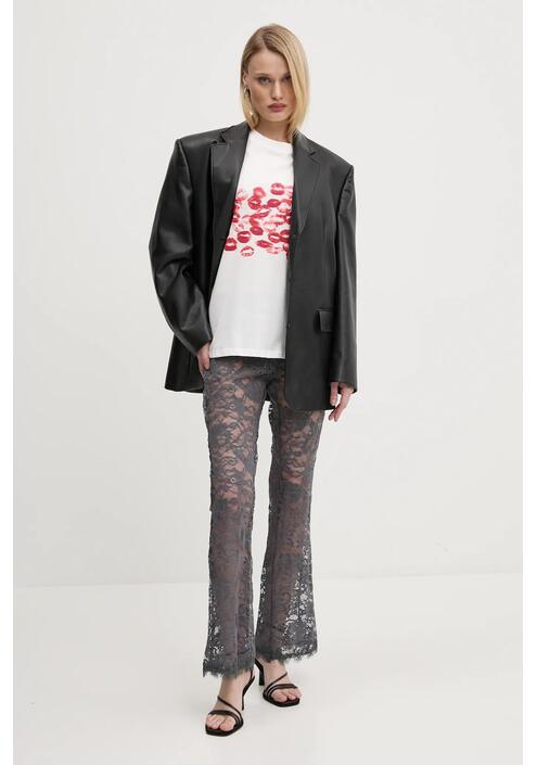 Παντελόνι Never Fully Dressed Charcoal Lace χρώμα: γκρι, NFDTR453