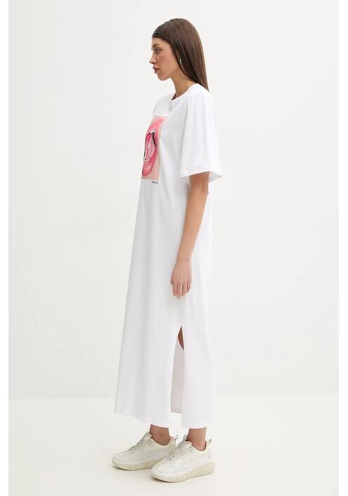 Βαμβακερό φόρεμα Fiorucci Lollipop Mouth Print Maxi T-Dress χρώμα: άσπρο, W02SPDTS108CJ01WH03