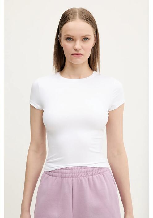Μπλουζάκι Hollister Co. χρώμα: άσπρο, KI339-5043