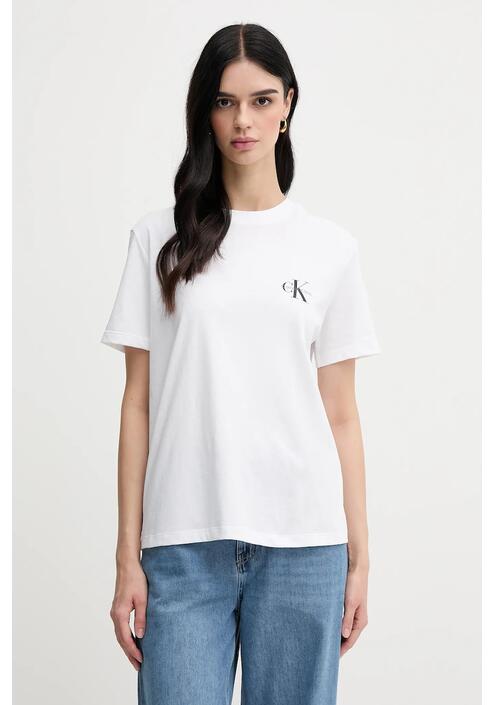 Βαμβακερό μπλουζάκι Calvin Klein Jeans χρώμα: άσπρο, LV047C905G