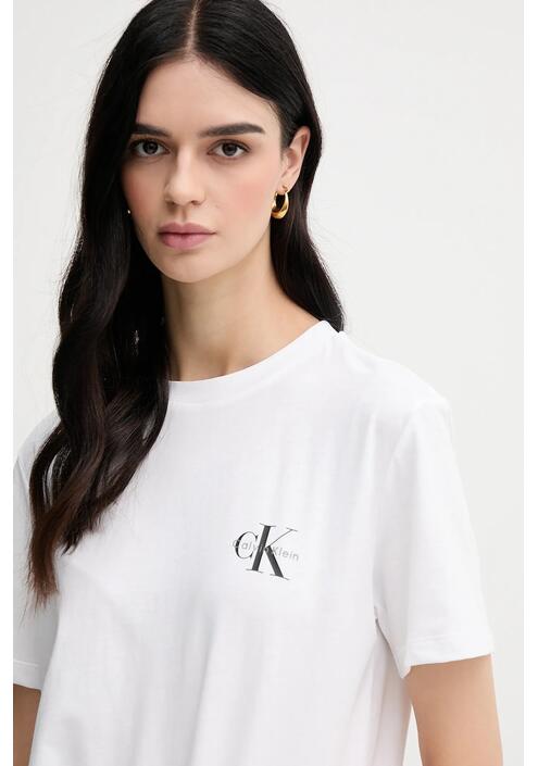 Βαμβακερό μπλουζάκι Calvin Klein Jeans χρώμα: άσπρο, LV047C905G