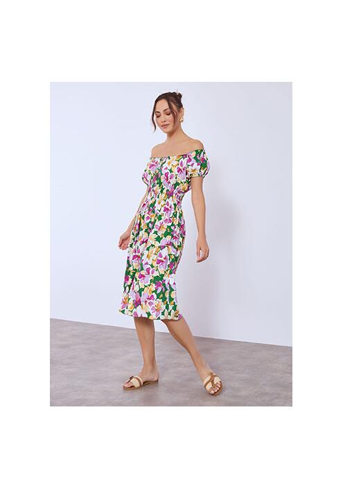 Φόρεμα βαμβακερό φλοράλ μίντι SN7591.8504+3