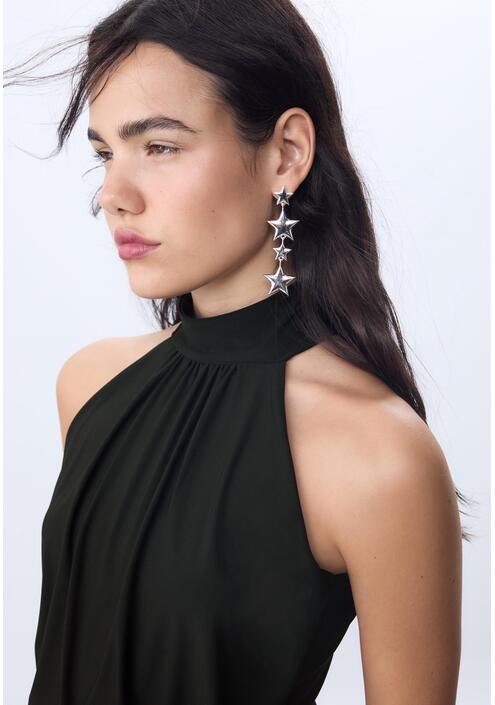 Stradivarius Κορμάκι Halter Με Σούρα Μαύρο L