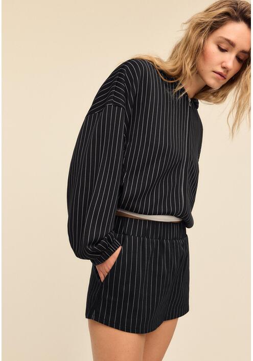 Stradivarius Φούστα-Παντελόνι Με Λεπτή Ρίγα Βανίλια S