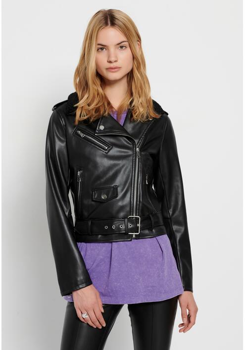 Γυναικείο biker τζάκετ από τεχνητό δέρμα