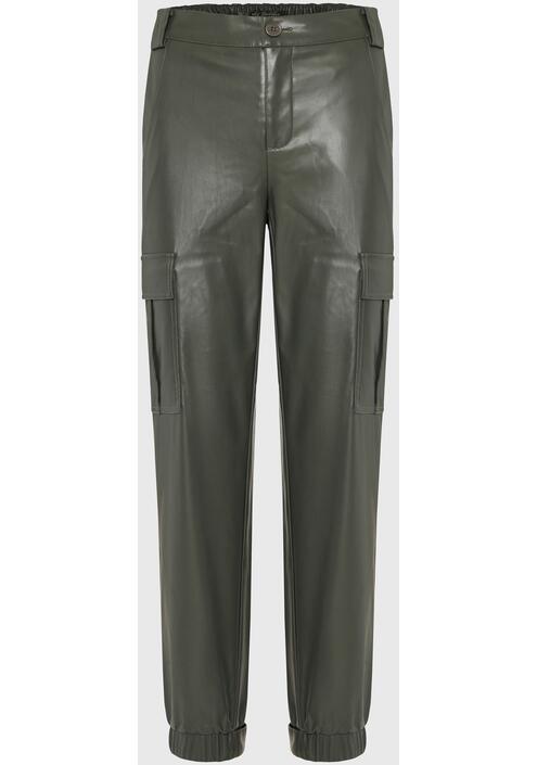 Γυναικείο cargo παντελόνι από οικολογικό δέρμα (PU)