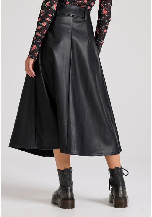 Midi φούστα με πιέτες από οικολογικό δέρμα (PU)