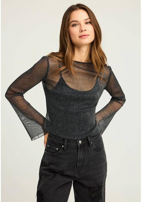 Μπλούζα sheer με διαφάνεια