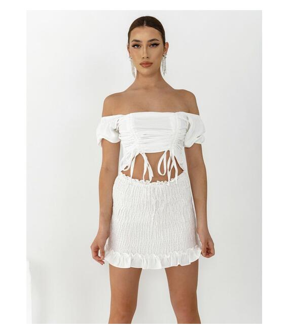 Glamorous Φούστα Mini Σφηκοφωλιά Λευκή - Naomie