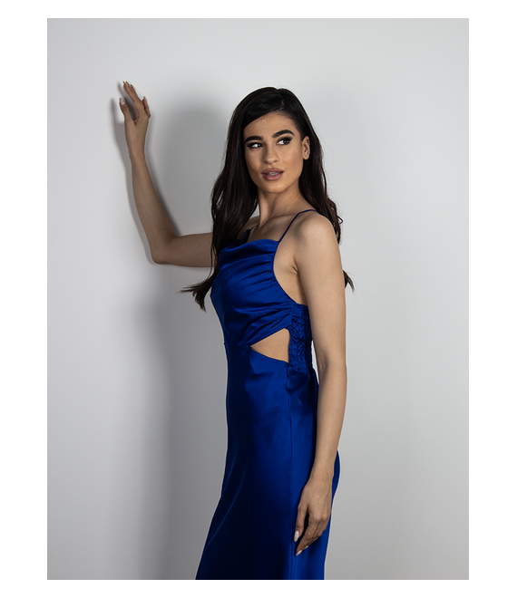 Φόρεμα Midi Με Άνοιγμα Στη Μέση Μπλε - Minos