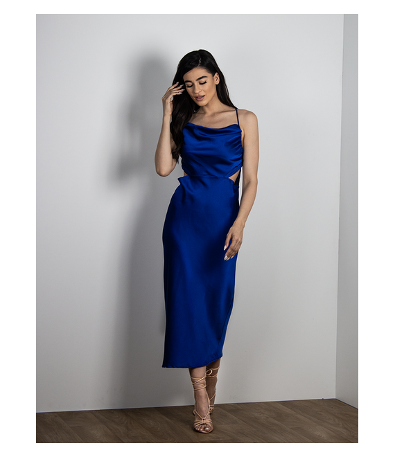 Φόρεμα Midi Με Άνοιγμα Στη Μέση Μπλε - Minos