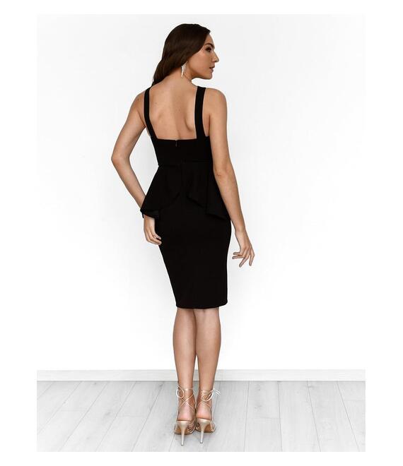 Goddiva Φόρεμα Midi Με Βολάν Μαύρο - Gazer