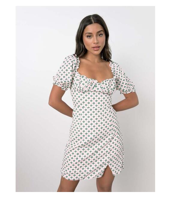 Glamorous Φόρεμα Mini Με Μοτίβο Και Σφηκοφωλιά Λευκό - Somino