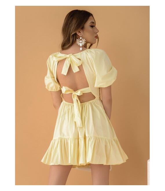 Glamorous Φόρεμα Με Βολάν Κίτρινο - Neutral Feelings