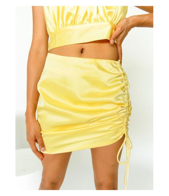 Glamorous Φούστα Mini Σατέν Κίτρινη - Veraya