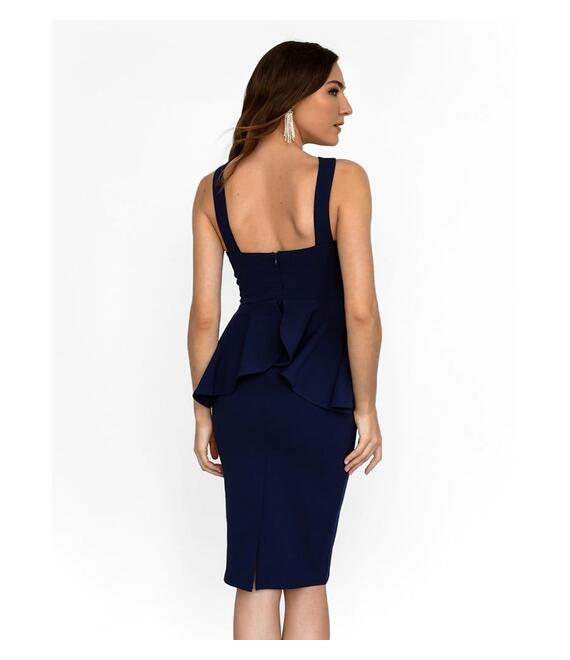 Goddiva Φόρεμα Midi Με Βολάν Μπλε - Gazer